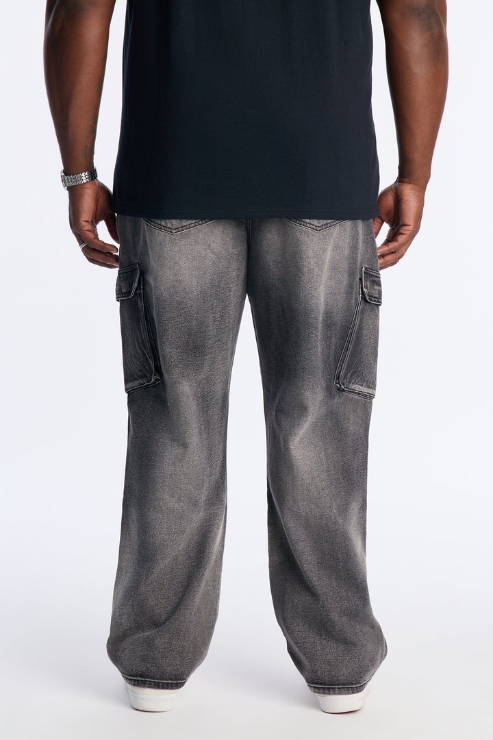 Straight Dirty Cargo Jean - Black Wash