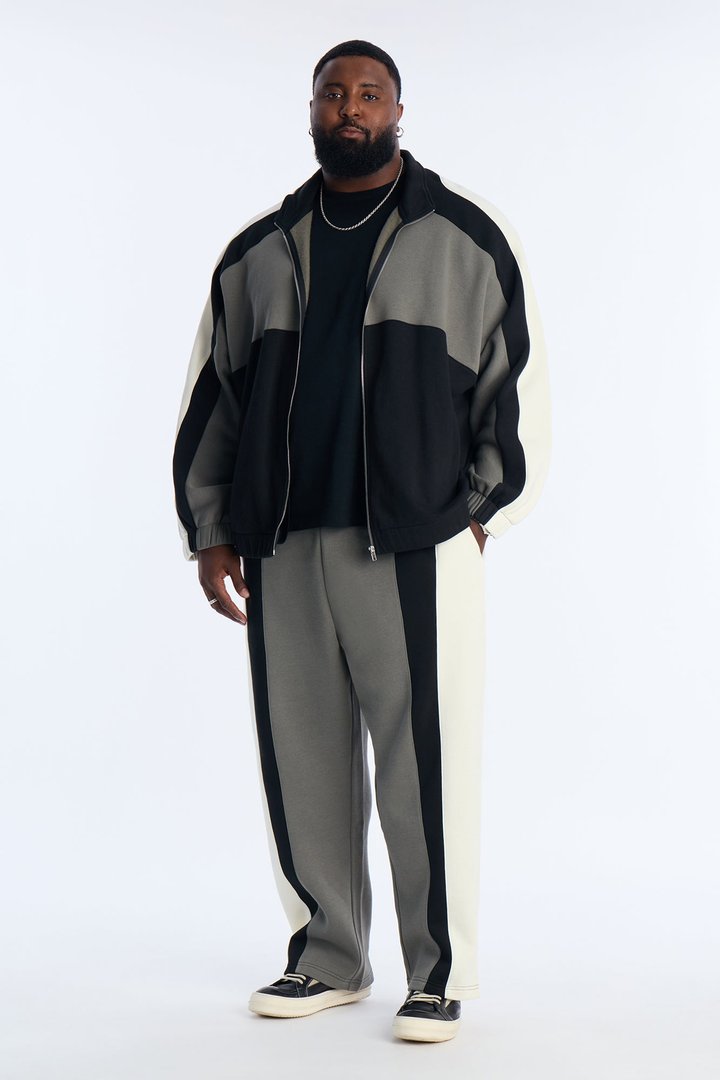 Paneled Fleece Straight Sweatpants - Multi Color