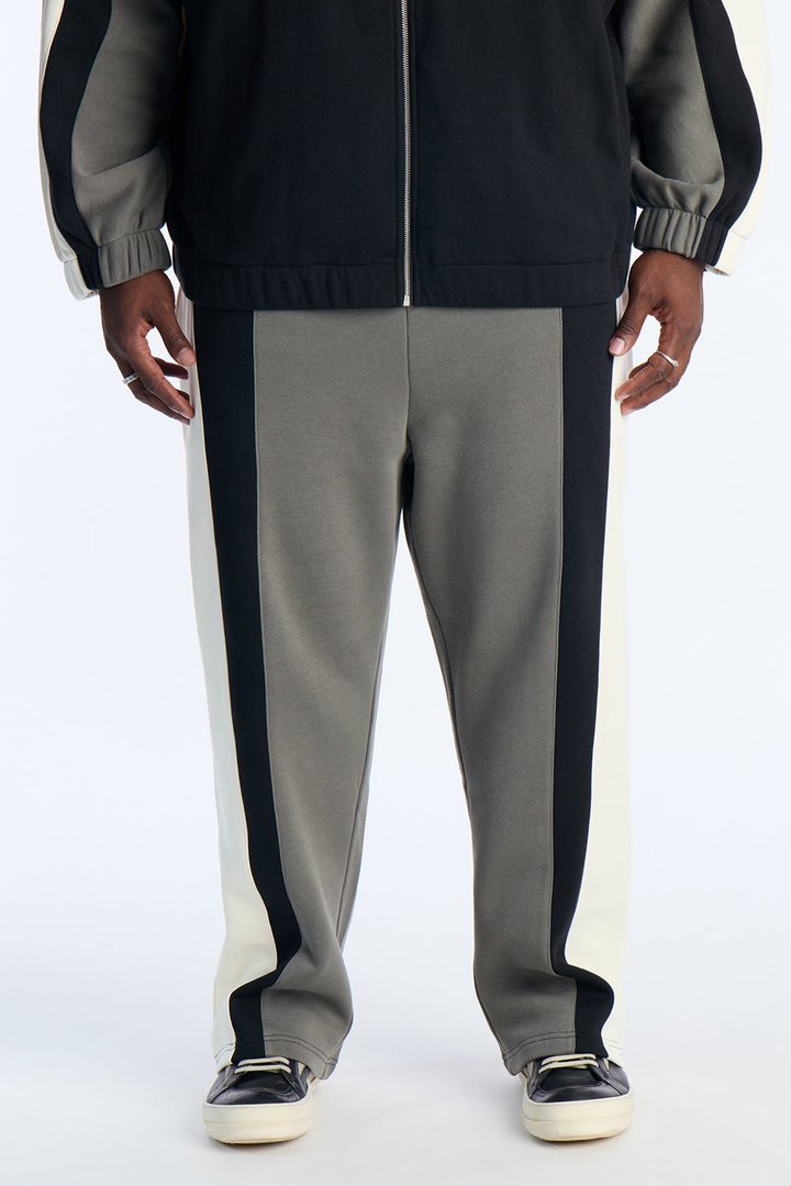 Paneled Fleece Straight Sweatpants - Multi Color