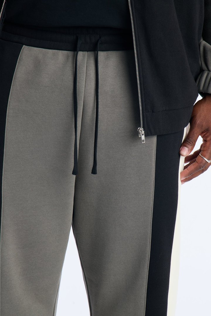 Paneled Fleece Straight Sweatpants - Multi Color