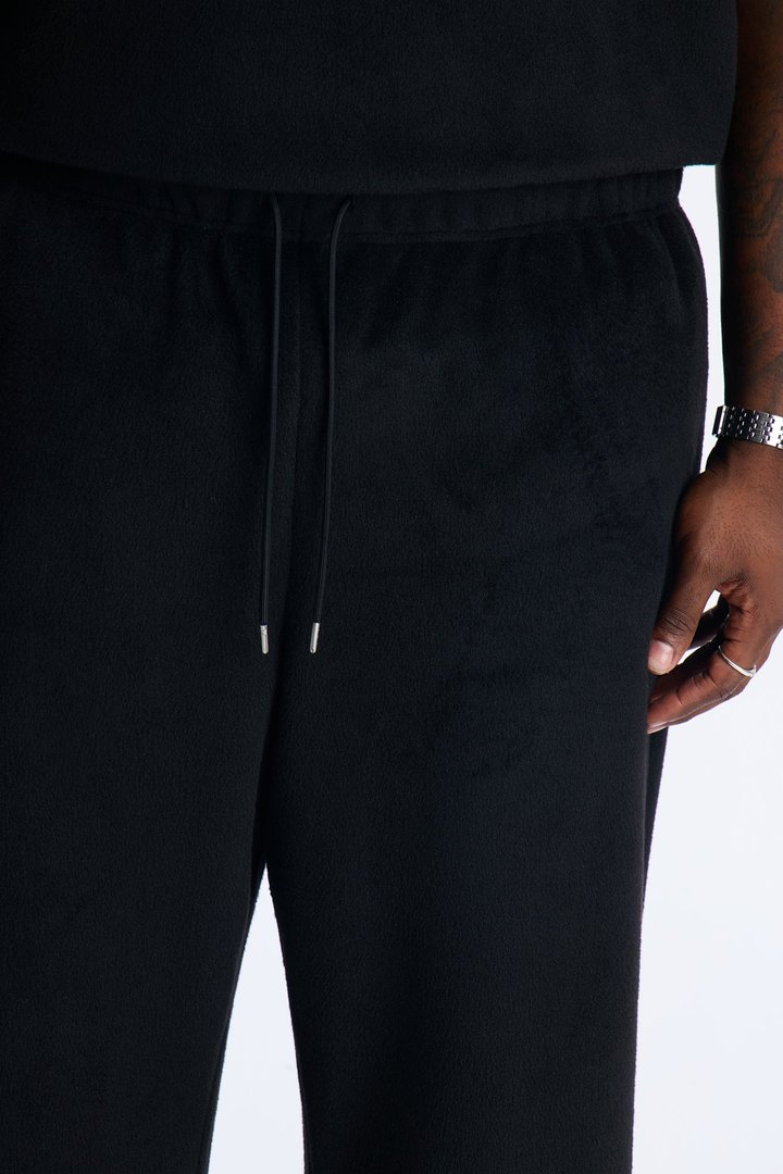Fuzzy Textured Premium Straight Pants - Black