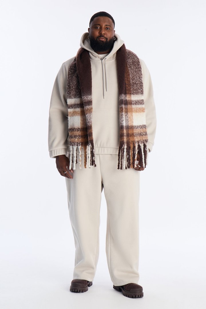 Fuzzy Textured Premium Hoodie - Stone