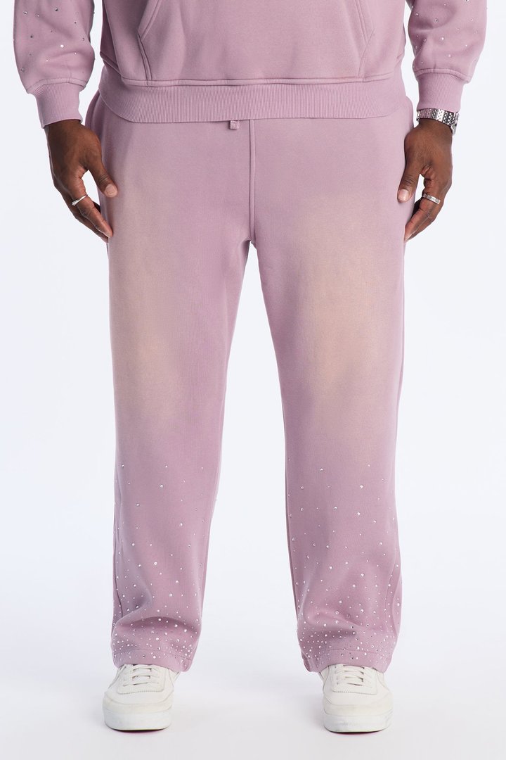 Run Them Rhinestones Relaxed Sweatpants - Pink