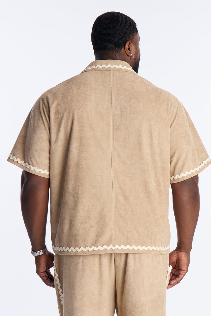 Stone Wash Story Suede Cuban Button Up - Stone