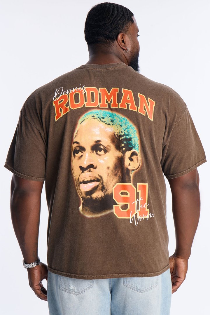 Dennis Rodman The Worm Vintage Washed Short Sleeve Tee - Chocolate