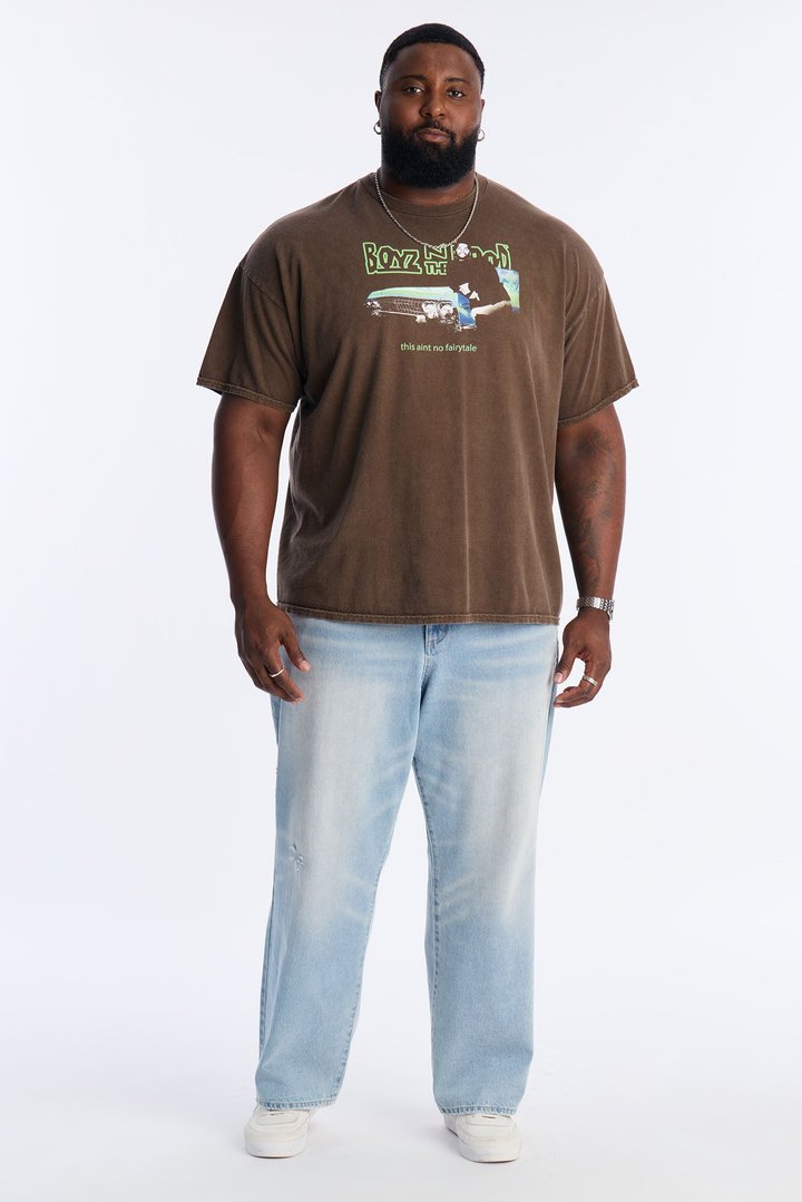 Boyz N The Hood Stop The Violence Vintage Washed Short Sleeve Tee - Chocolate