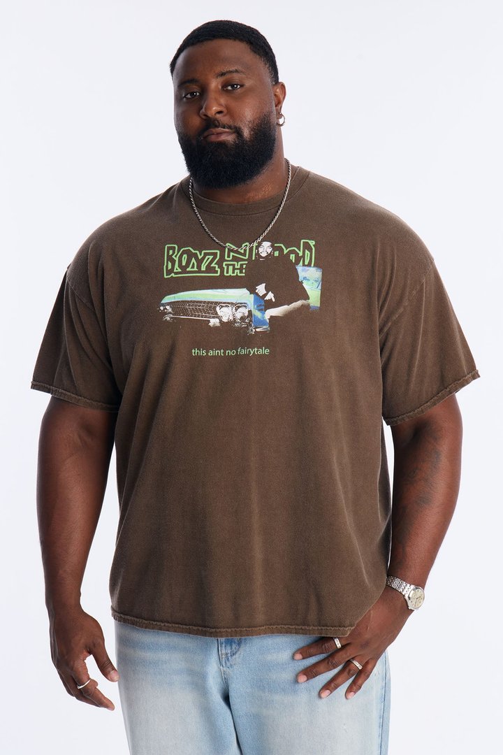 Boyz N The Hood Stop The Violence Vintage Washed Short Sleeve Tee - Chocolate