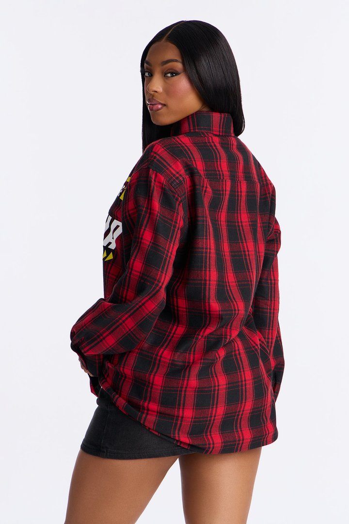 Alpha Racing Plaid Long Sleeve Flannel - Red
