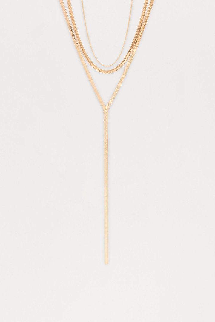 Snake Chain Lariat Necklace - Gold