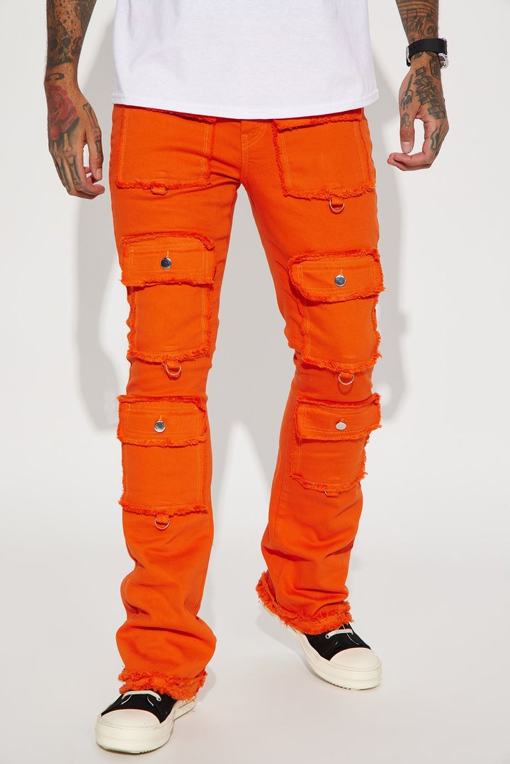 Fit Check Stacked Skinny Flared Pants - Orange