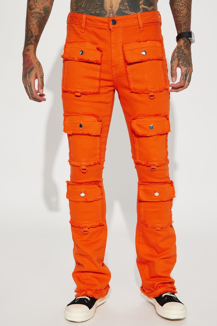 Fit Check Stacked Skinny Flared Pants - Orange
