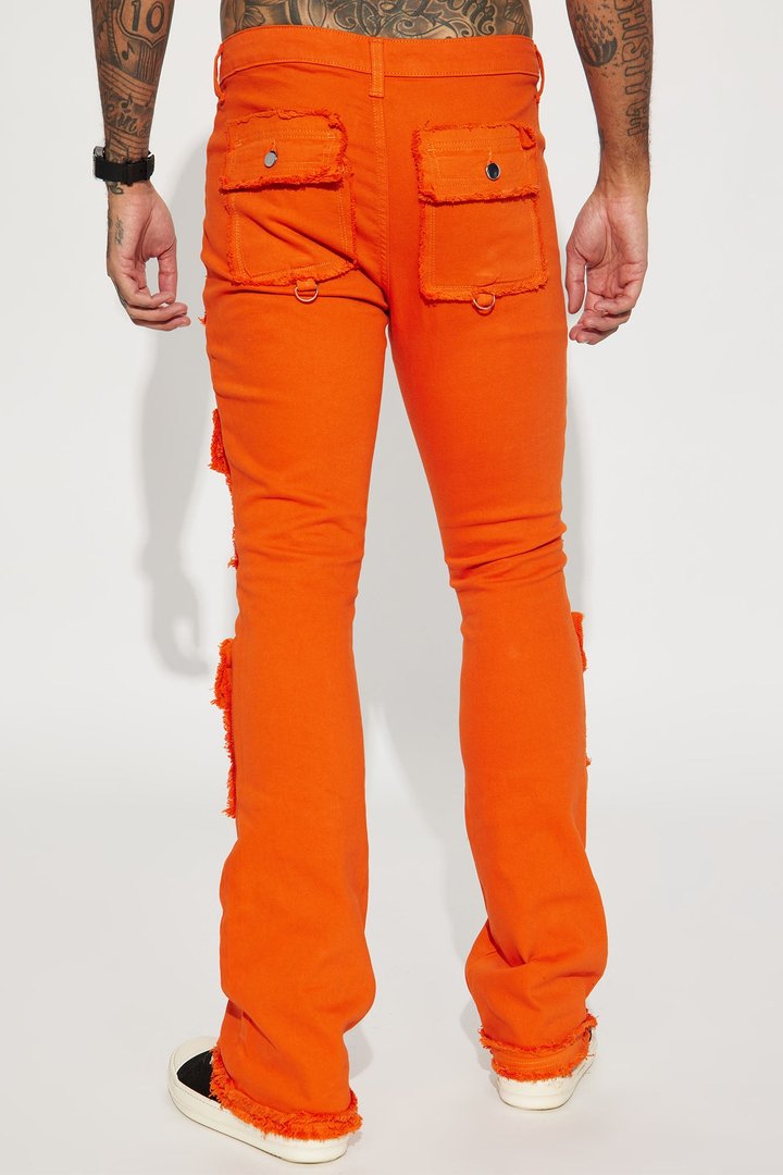 Fit Check Stacked Skinny Flared Pants - Orange