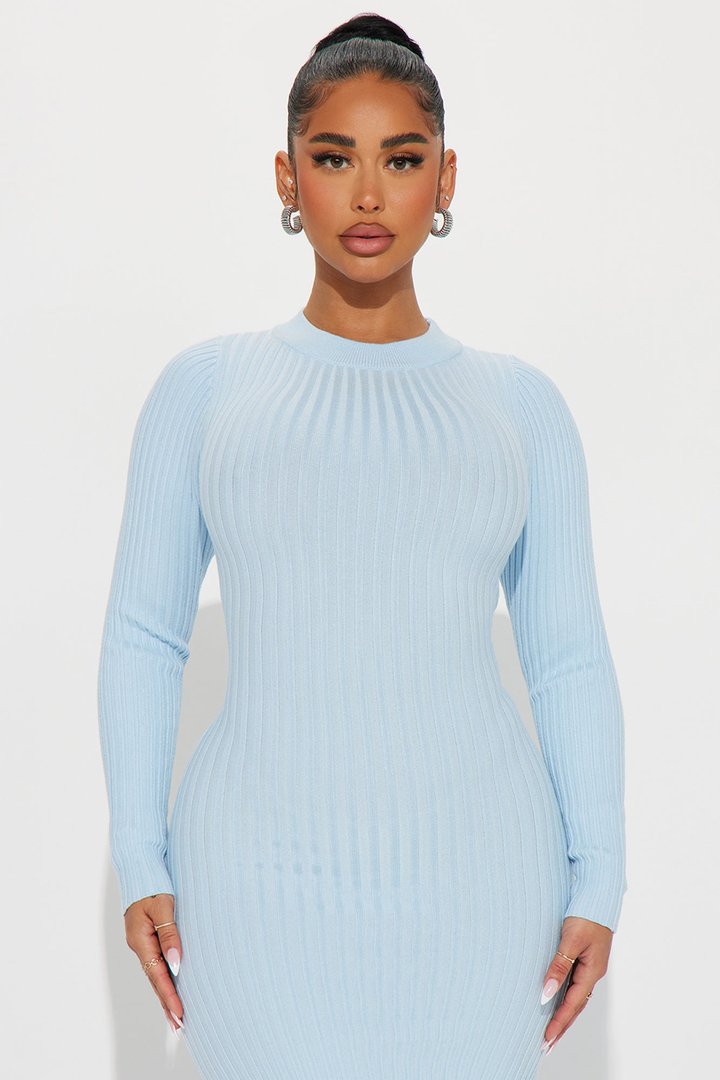 Kaylie Sweater Maxi Dress - Light Blue