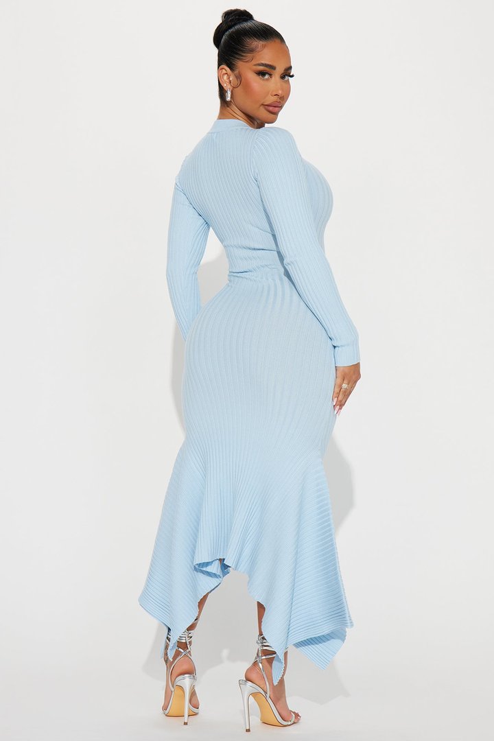 Kaylie Sweater Maxi Dress - Light Blue