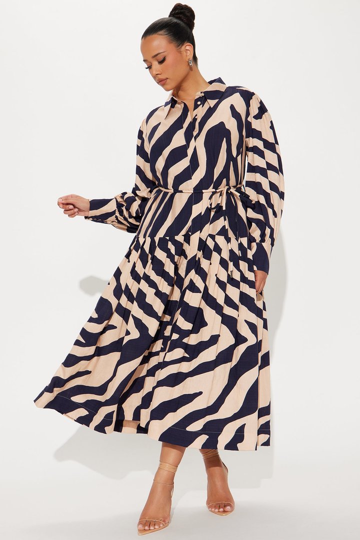 Marielos Maxi Shirt Dress - Nude/combo