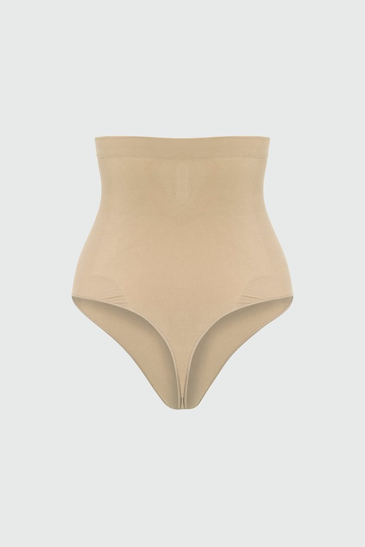 Nova Sculpt Seamless Strong Compression High Waisted Thong - Sand