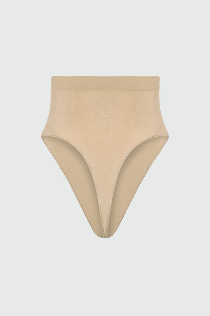 Nova Sculpt Seamless Strong Compression Mid Waist Thong - Sand