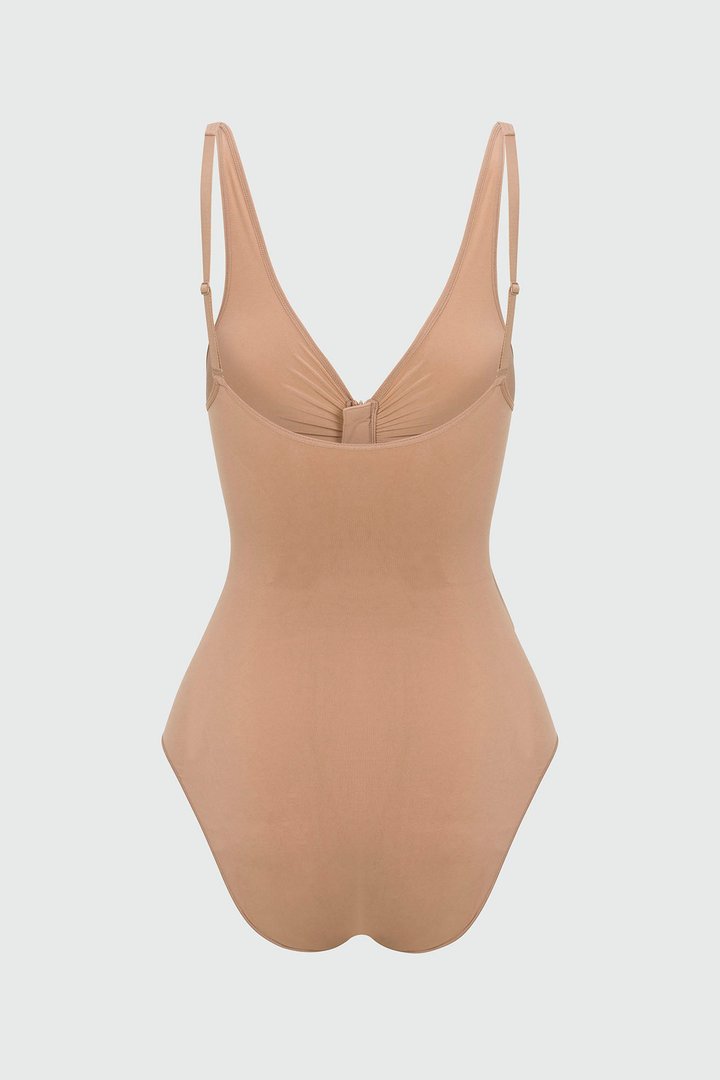 Nova Sculpt Seamless Strong Compression Zip Front Brief Bodysuit - Nude