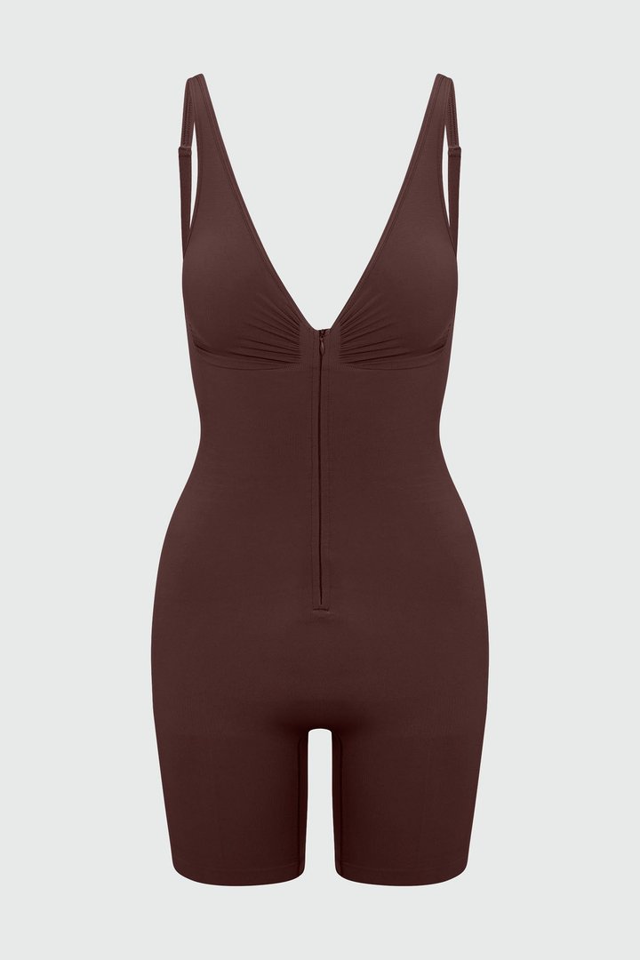 Nova Sculpt Seamless Strong Compression Zip Front Thigh Shaping Bodysuit - Coco