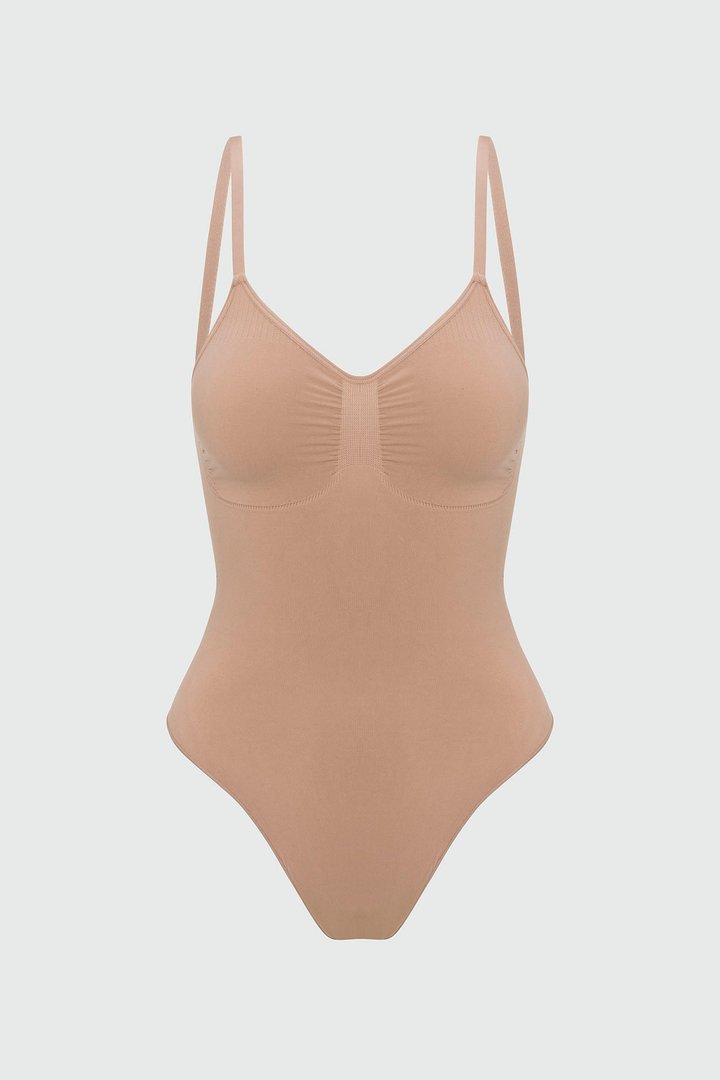 Nova Sculpt Seamless Strong Compression Low Back Thong Bodysuit - Nude