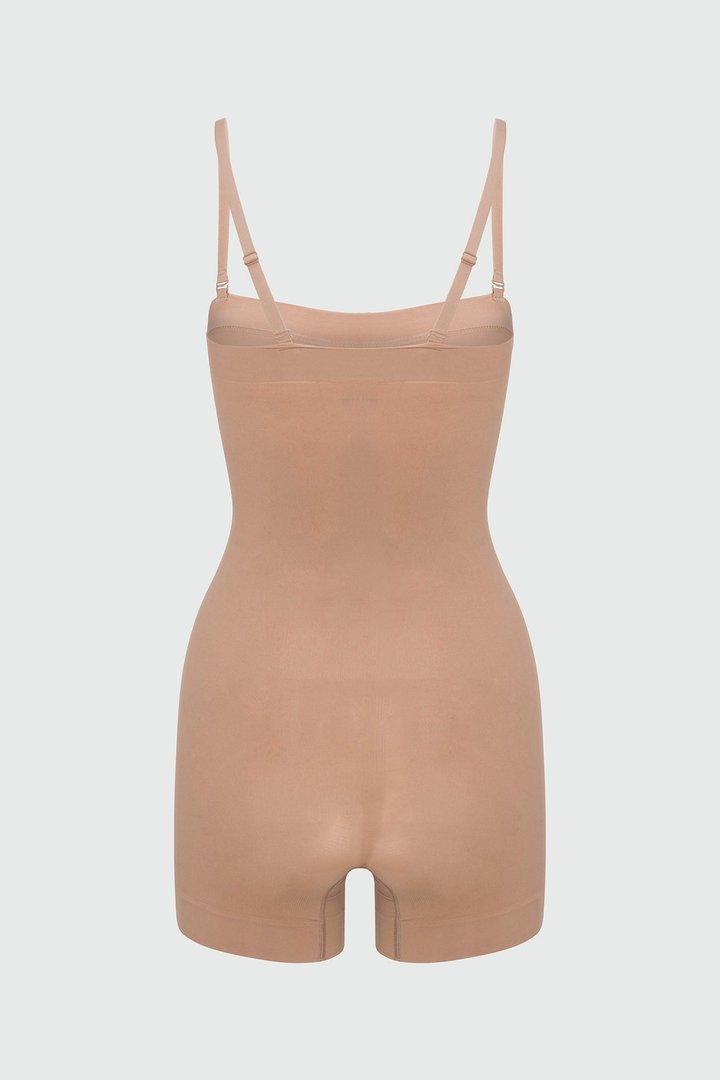 Nova Sculpt Seamless Strong Compression Strapless Shortie Bodysuit - Nude