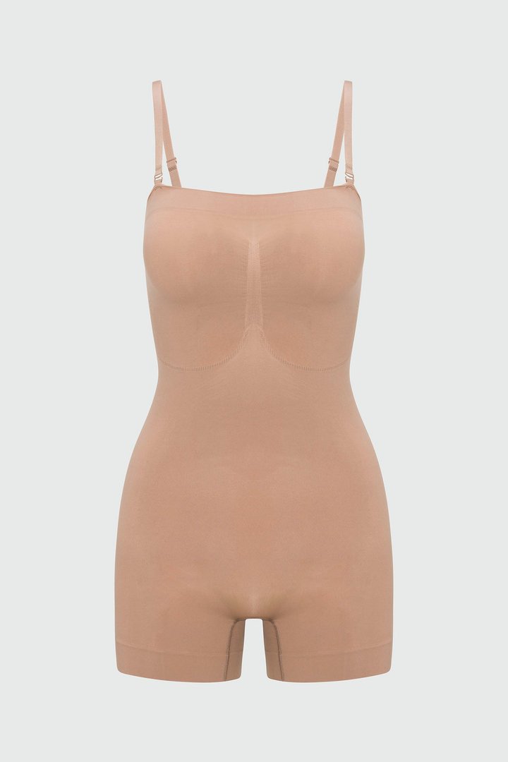 Nova Sculpt Seamless Strong Compression Strapless Shortie Bodysuit - Nude