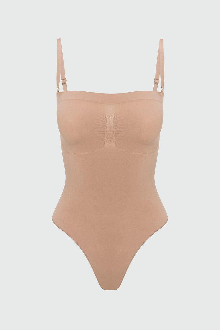 Nova Sculpt Seamless Strong Compression Strapless Thong Bodysuit - Nude