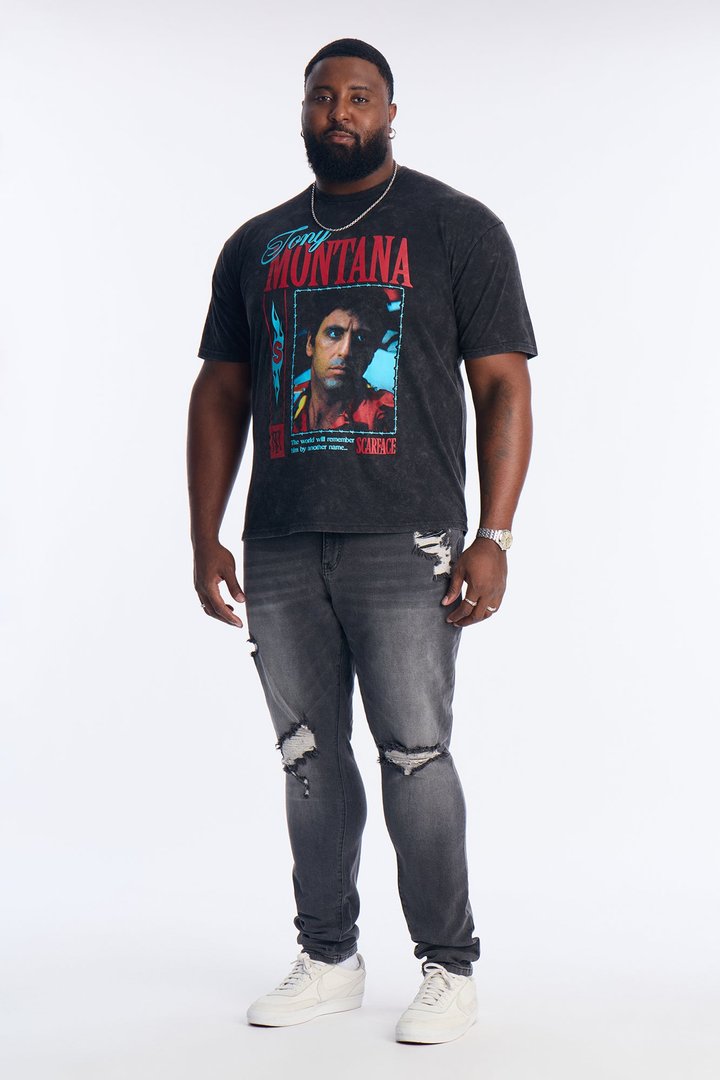 Stacked Skinny Destroyed Jean - Black Wash