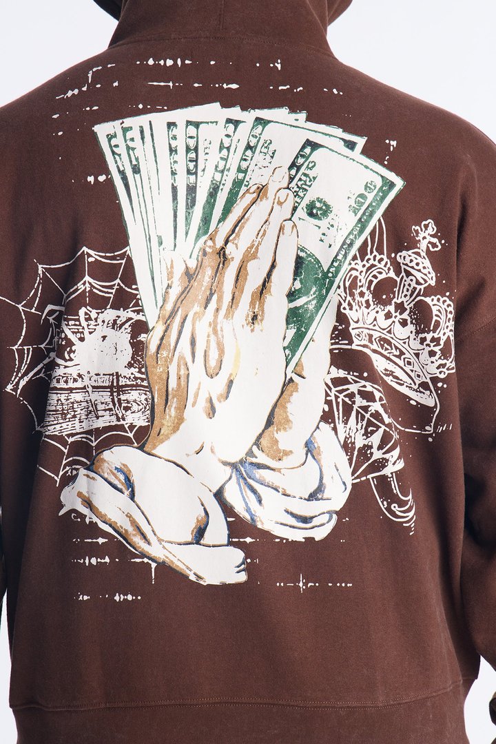 Stay Blessed Oversized Hoodie - Brown
