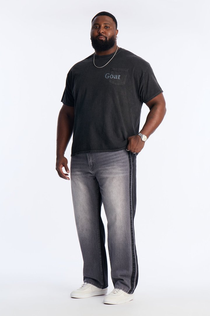 Straight Track Me Down Jean - Black/Grey
