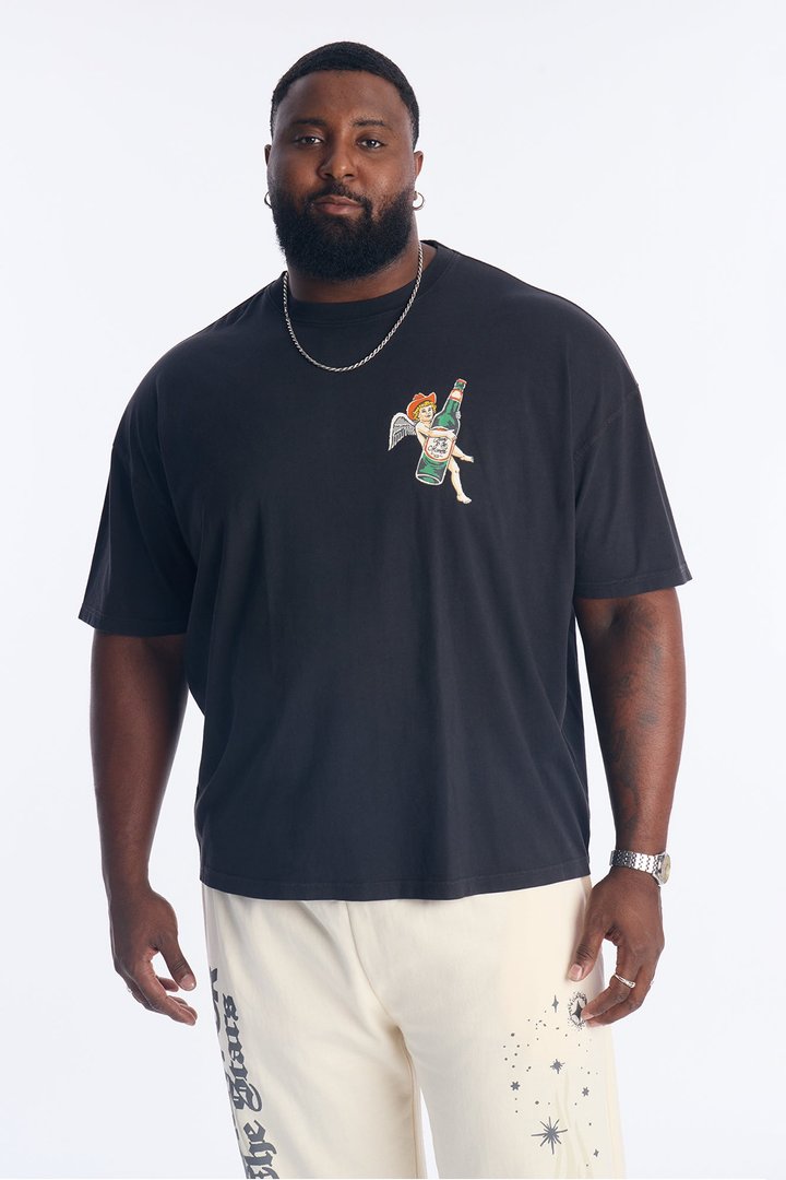 Let The Good Times Flow Oversized Short Sleeve Tee - Black Wash
