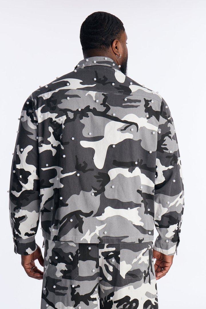 Pearl Wildin Camo Button Up Shirt - Black