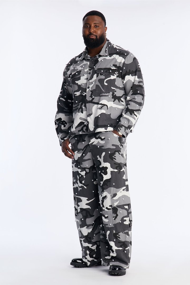 Pearl Wildin Camo Cargo Baggy Pants - Black