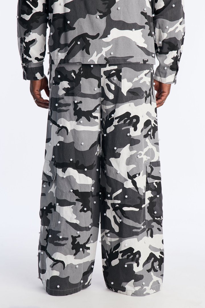 Pearl Wildin Camo Cargo Baggy Pants - Black