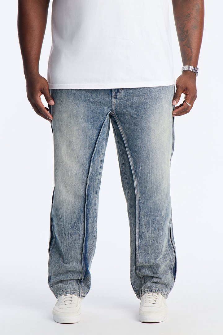 Straight Seams Down Jean - Medium Blue Wash