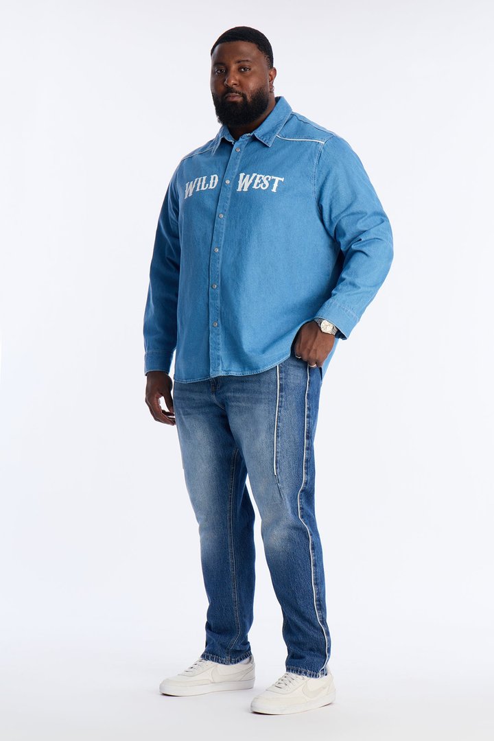 Slim Pipe Down Jean - Medium Blue Wash