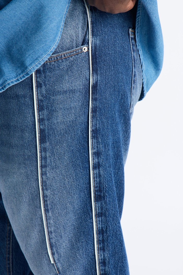 Slim Pipe Down Jean - Medium Blue Wash