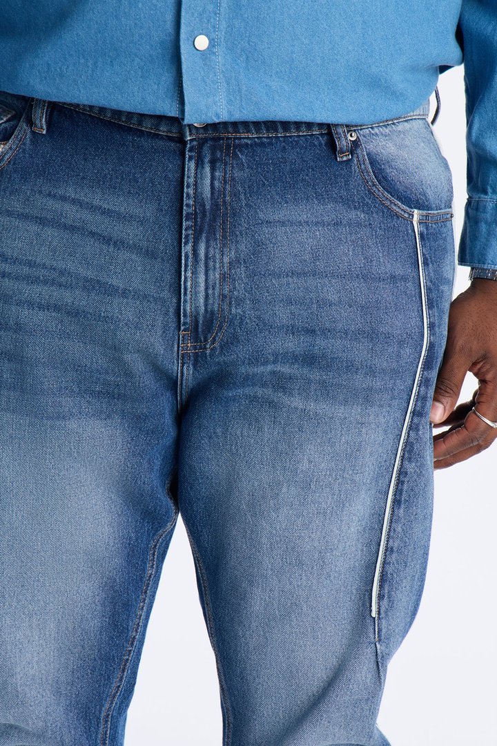 Slim Pipe Down Jean - Medium Blue Wash