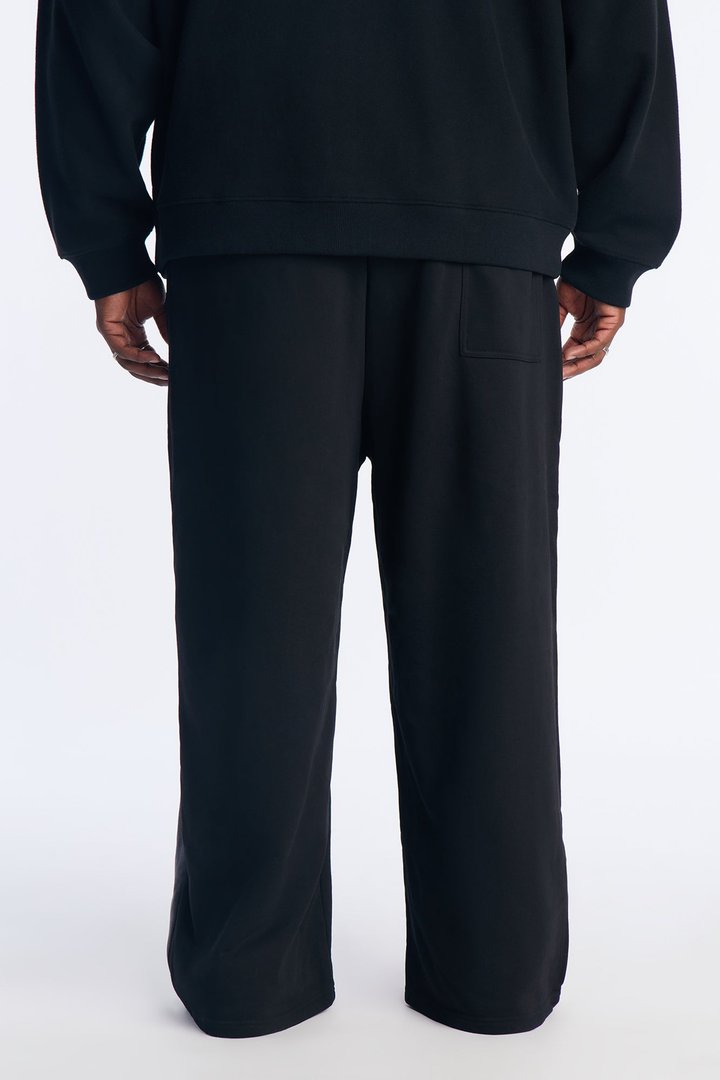 Heavenly Paneled Wide Leg Sweatpants - Black