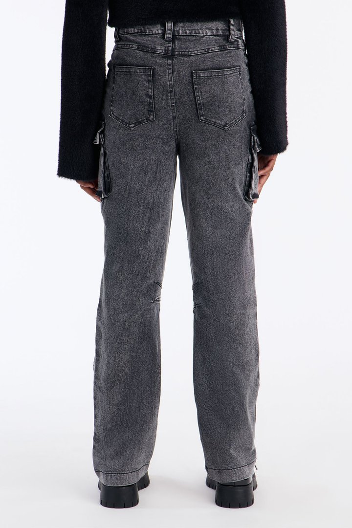 Mini Thinking About It Cargo Jeans - Grey Mineral Wash