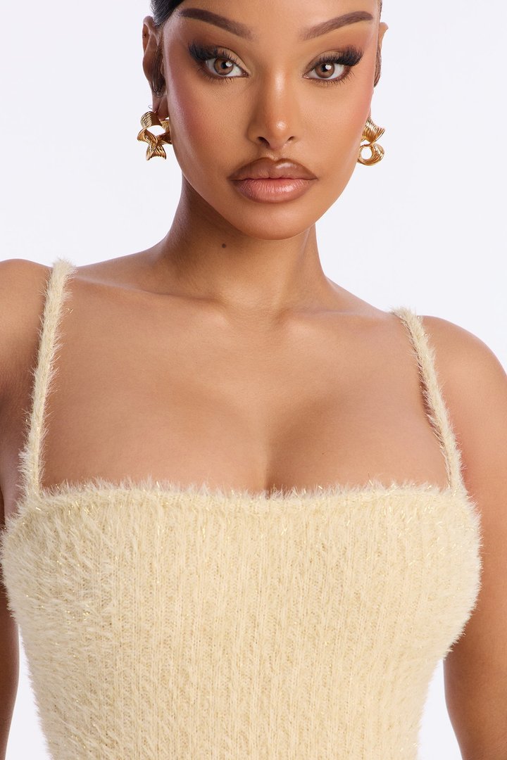 Cozied Up 2 Piece Maxi Dress Set - Champagne