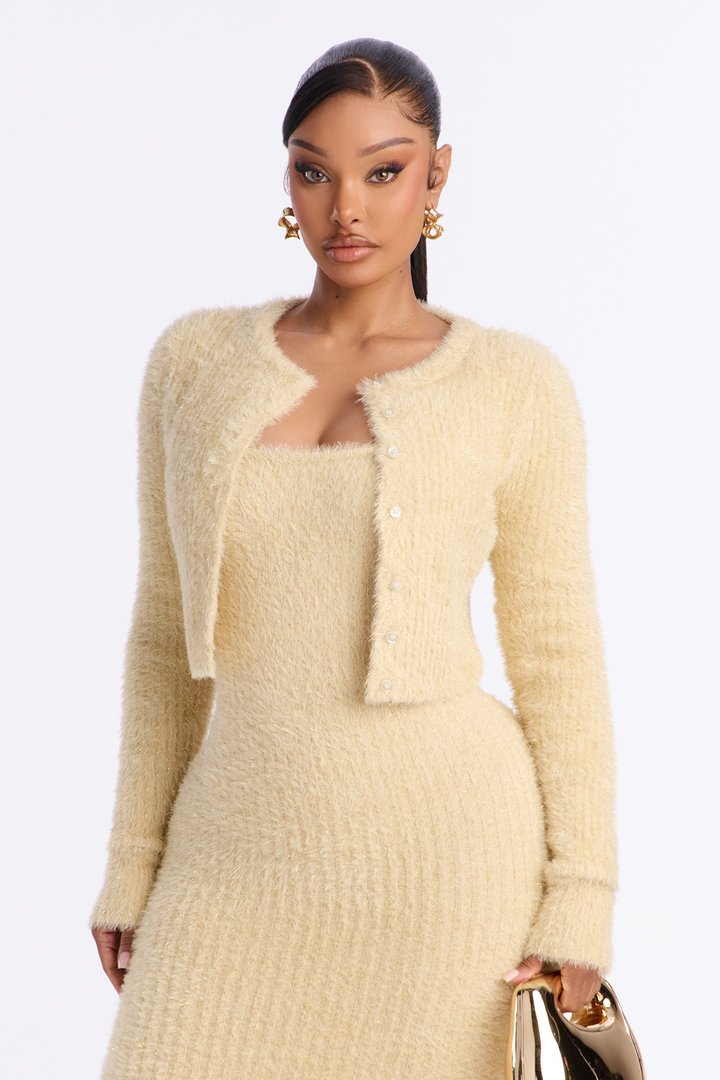 Cozied Up 2 Piece Maxi Dress Set - Champagne