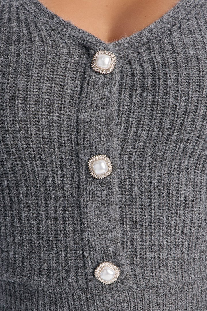 Cozy Girl Sweater Flare Leg Jumpsuit - Charcoal