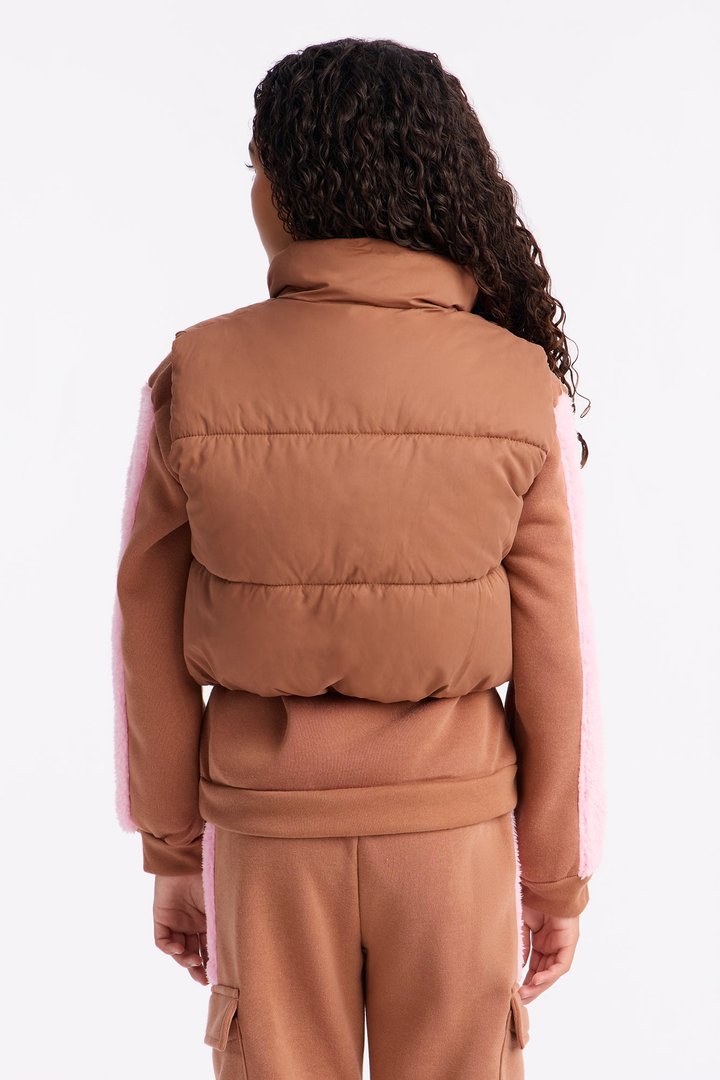 Mini Live More Puffer Vest - Brown