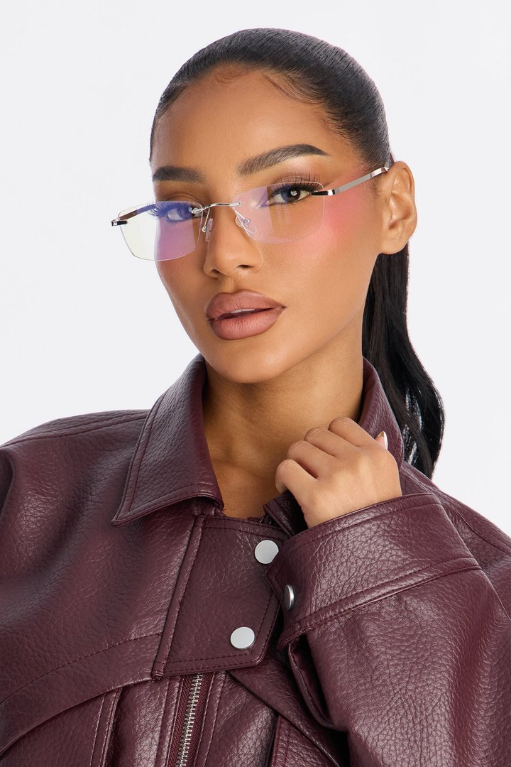 Clearview Edge Rimless Square Blue Light Glasses - Silver