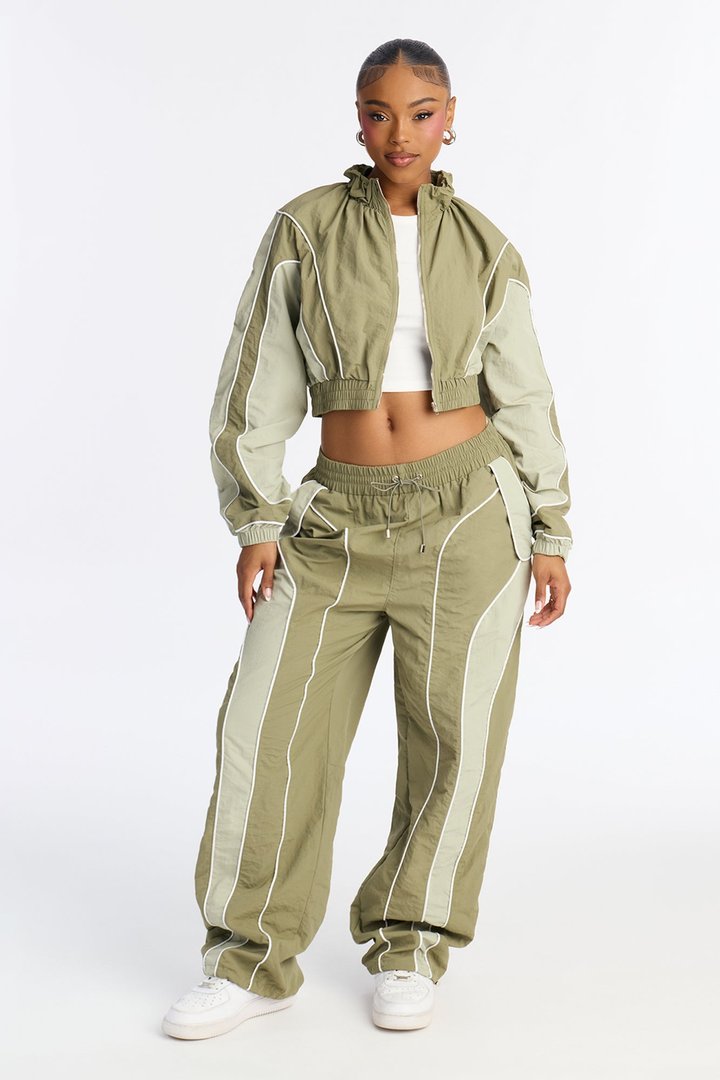 New Era Colorblock Track Pant - Sage