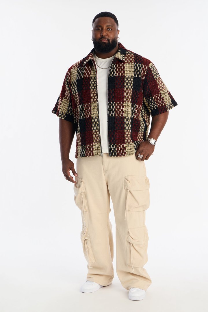 Beverly Tweed Zip Up Shirt - Brown
