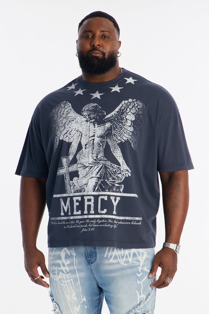Mercy For All Oversized Short Sleeve Tee - Navy