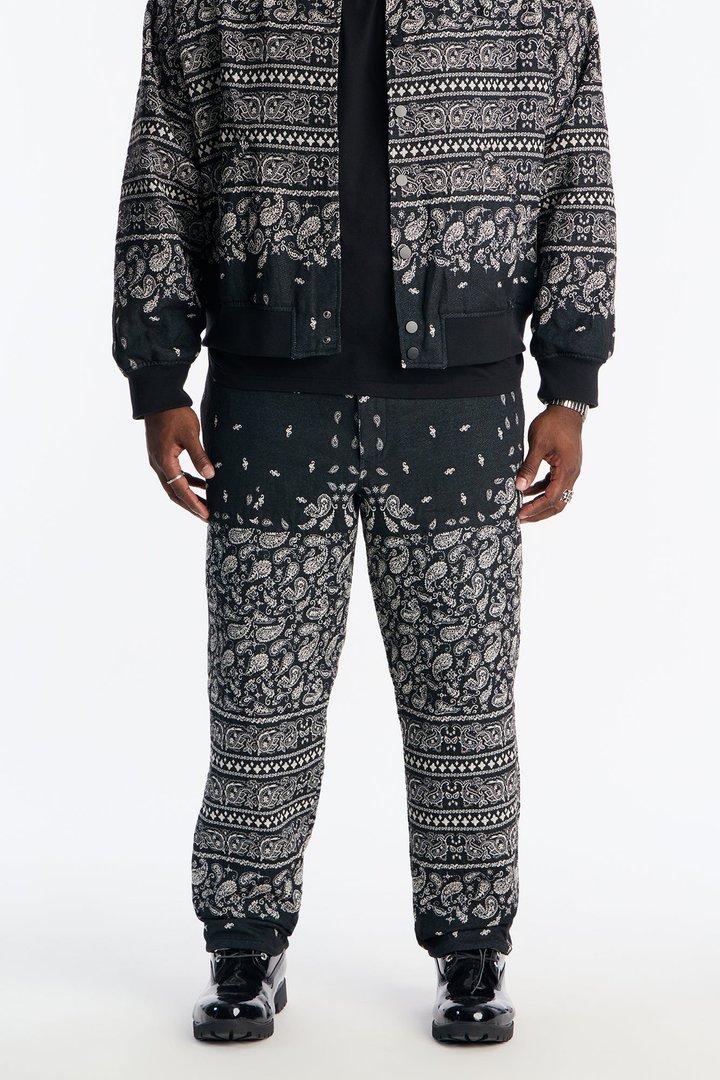 Straight Paisley Jacquard Pant - Black