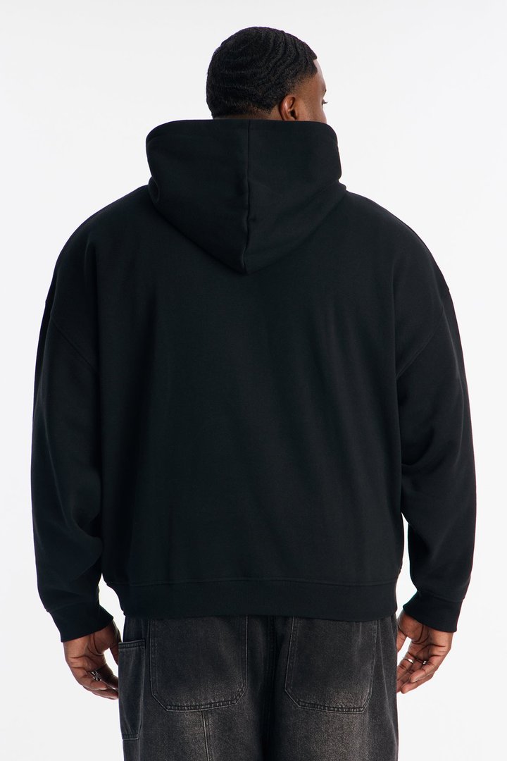 Skeleton Stars Embroidered Oversized Hoodie - Black
